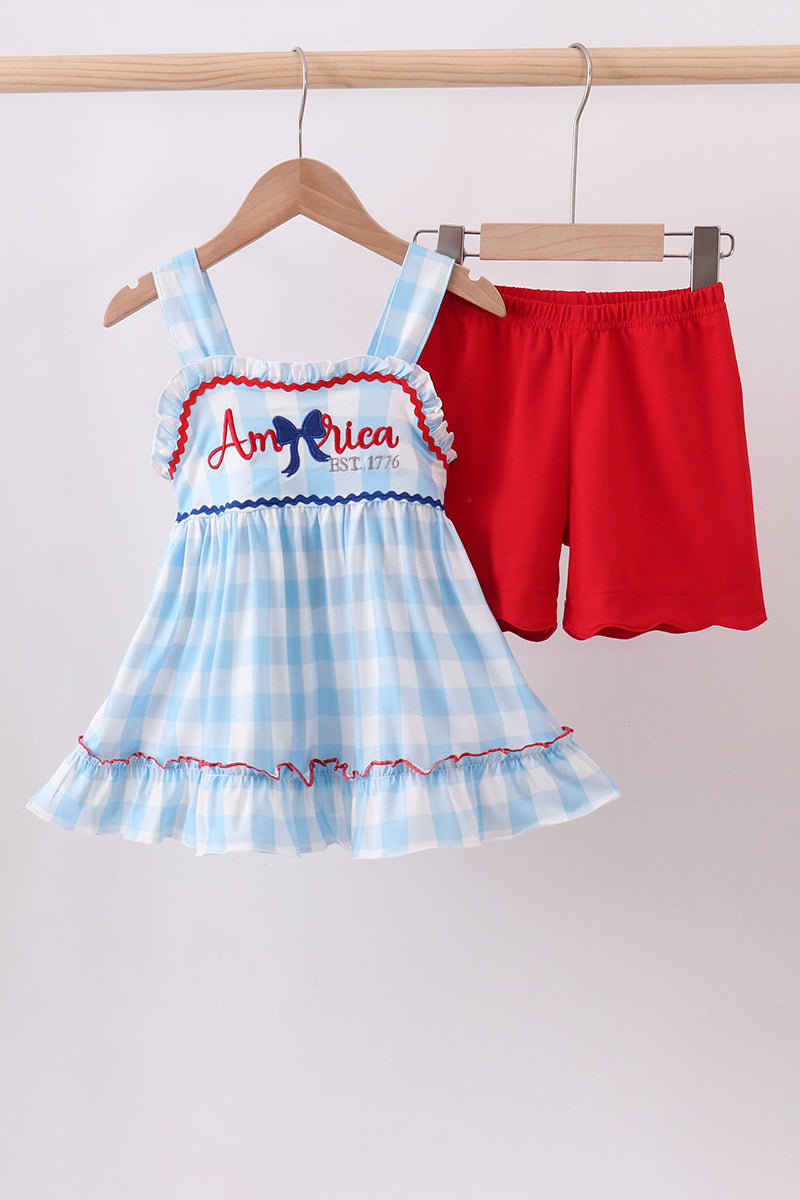 The Americana Gingham Tunic & Short Set