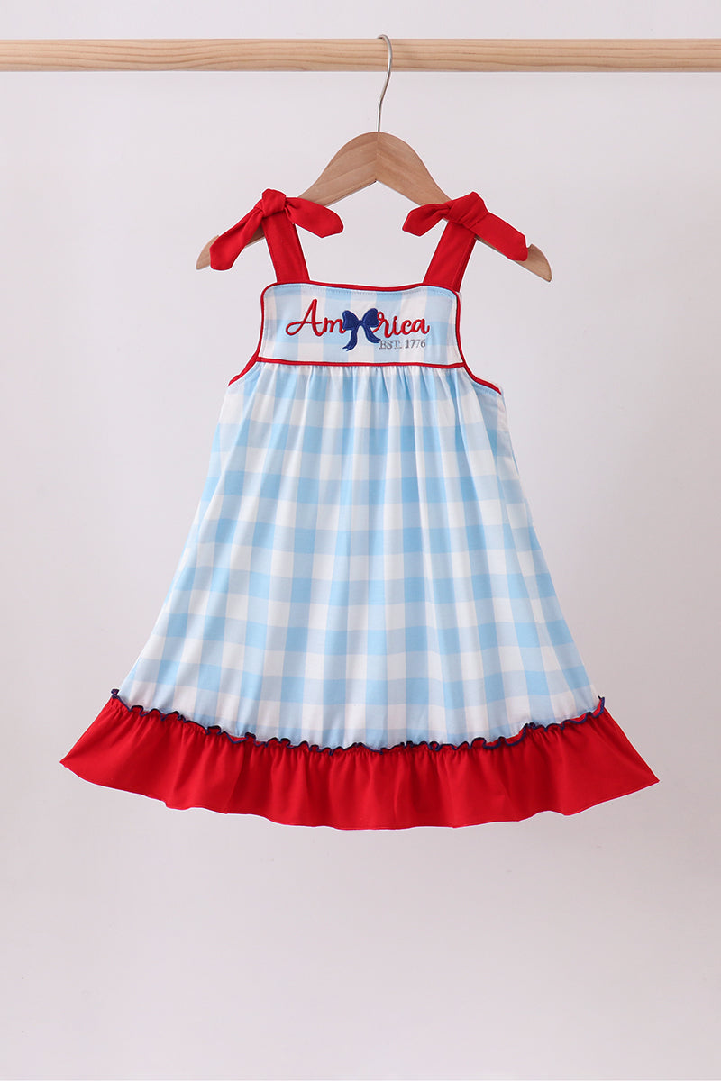 Americana Gingham Bow Dress