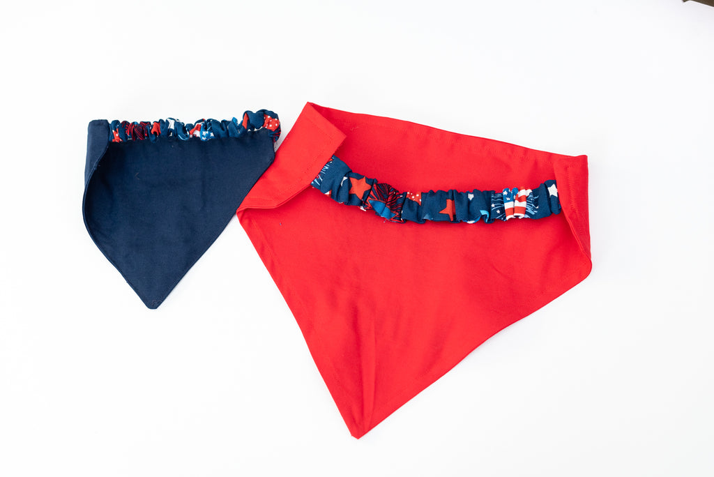 Bow Design Patriotic Personalized Dog Bandana / Scrunchie Style