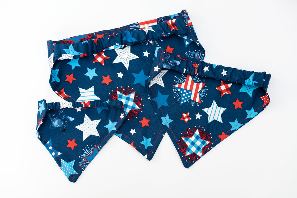 Stars & Stripes Forever Patriotic Dog Bandana / Scrunchie Style