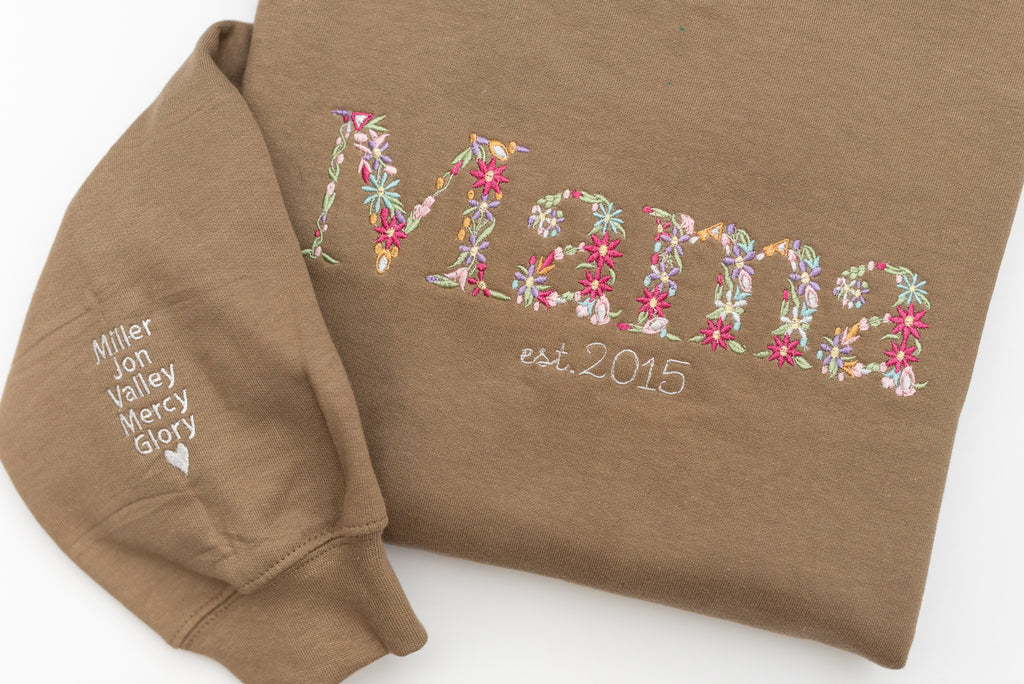Personalized Floral "Mama" Sweatshirt