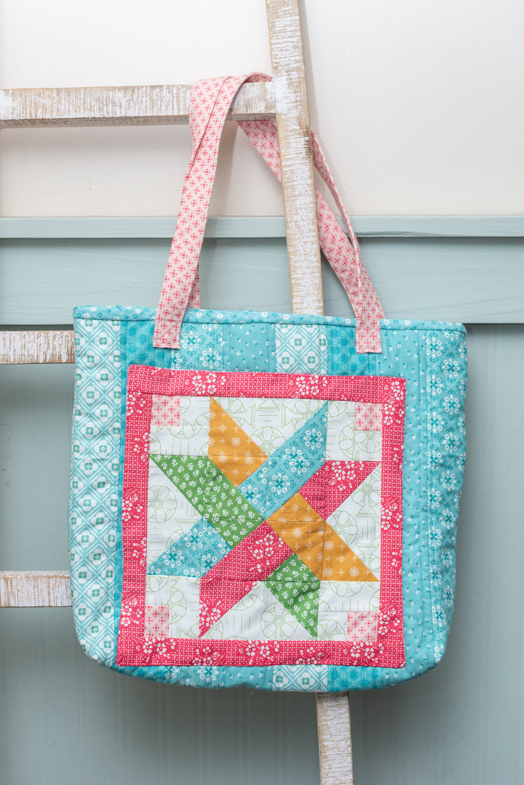 Summer Quilted Tote- Blue