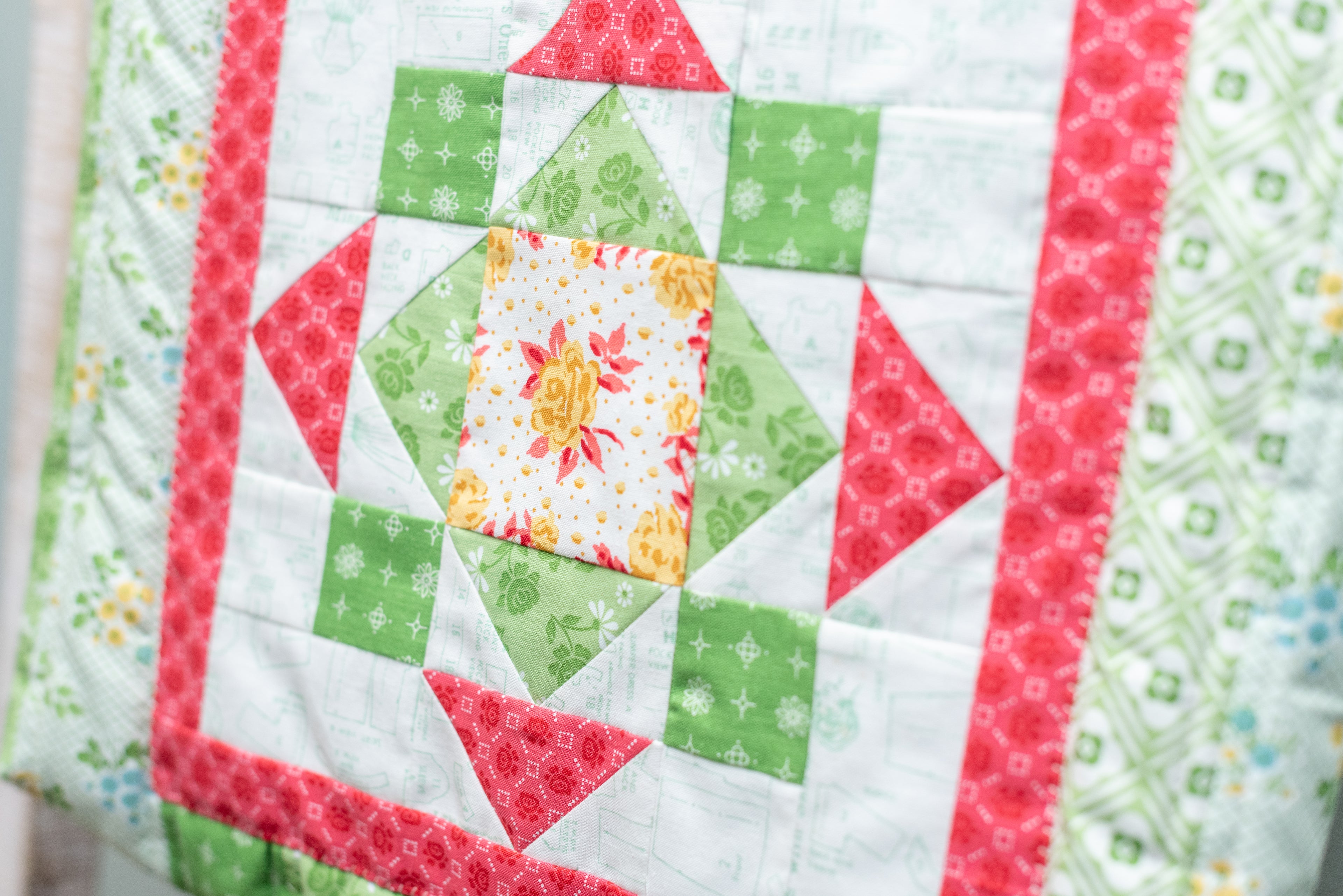 Summer Quilted Tote- Green