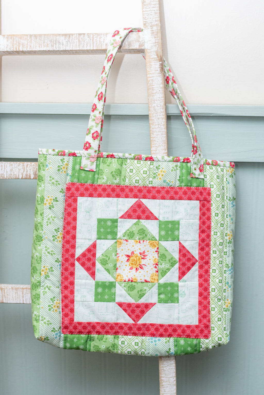 Summer Quilted Tote- Green