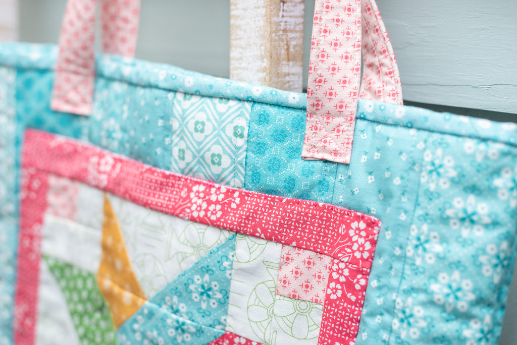 Summer Quilted Tote- Blue