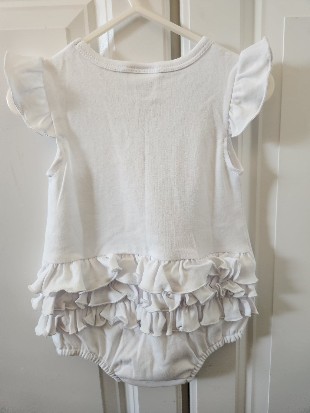 Stitchy Goose & Bows Ruffle Bubble Romper RTS