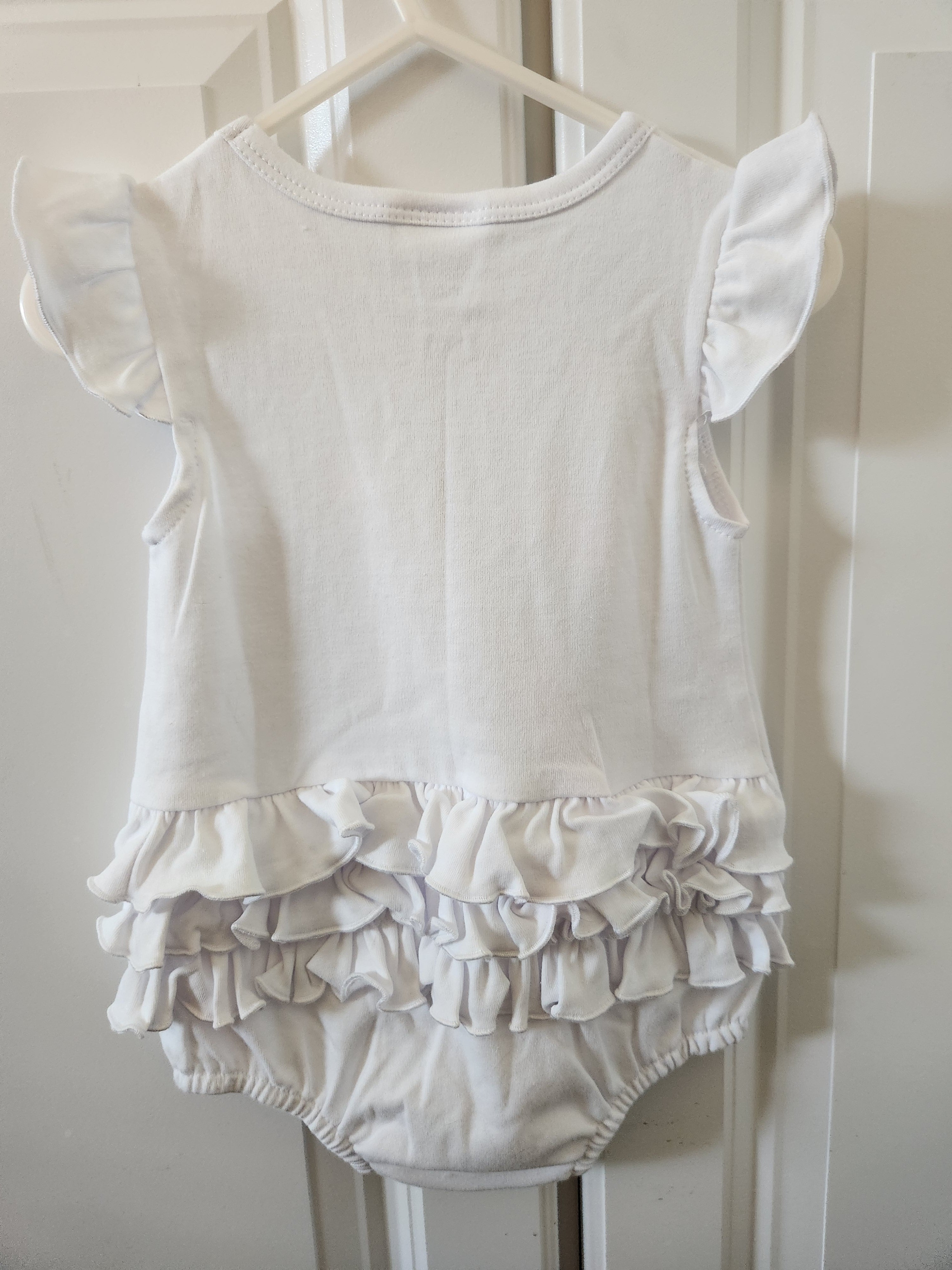 Stitchy Goose & Bows Ruffle Bubble Romper RTS