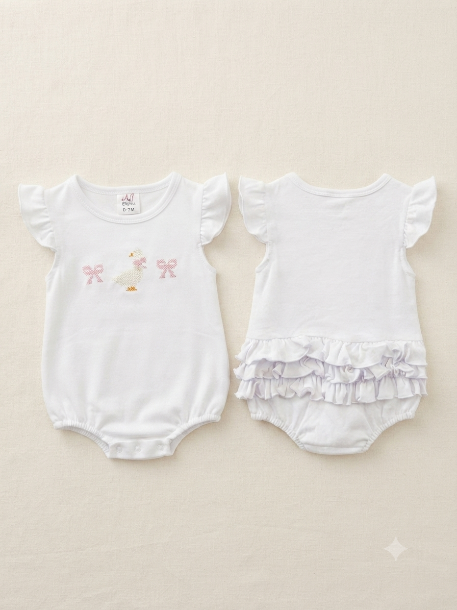 Stitchy Goose Ruffle Bubble Romper