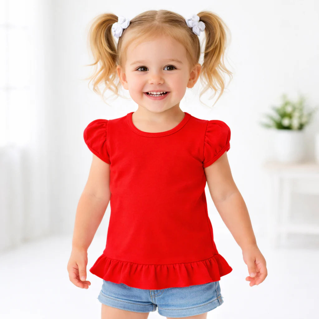 Short Sleeve Ruffle Bottom Shirt